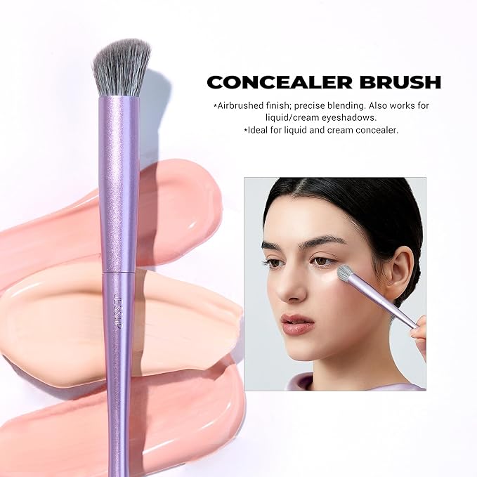 Jessup Face Makeup Brush Set 3 pcs, Ultra-Soft Dense Makeup Brushes for Foundation Contour Powder and Blush, Premium Synthetic Fiber, Luxury Purple T513-VivaGrace Women