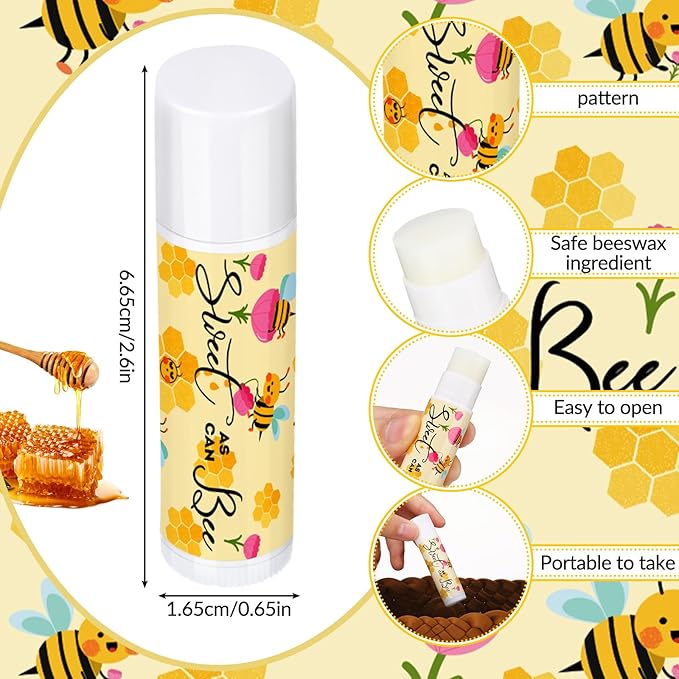 Loopeer 50 Pcs Sweet as Can Bee Theme Baby Shower Decorations Bee Theme Baby Shower Favors Lip Balm Gift for Guest Gender Reveal Party Supplies for Kid Women-VivaGrace Women