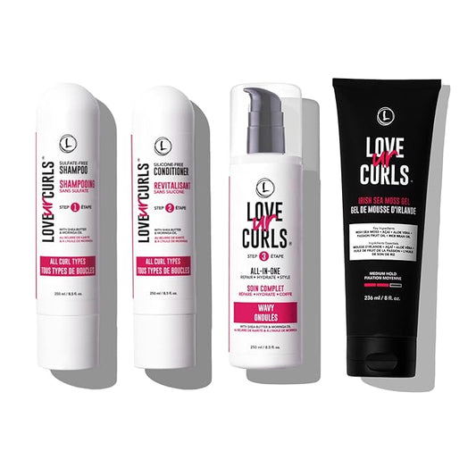 Love Ur Curls - Shampoo, Conditioner, Wavy All In One Styler to repair, define and hydrate hair and Irish Sea Moss Gel for touchable hold-VivaGrace Women