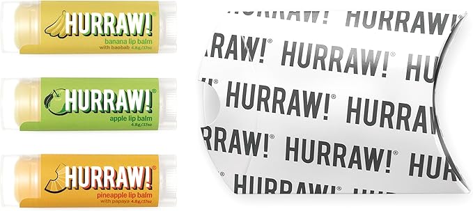 Hurraw! Banana, Apple, Pineapple Lip Balms, 3 Pack Bundle: Organic, Certified Vegan, Cruelty and Gluten Free. Non-GMO, 100% Natural. Bee, Shea, Soy & Palm Free. Made in USA-VivaGrace Women