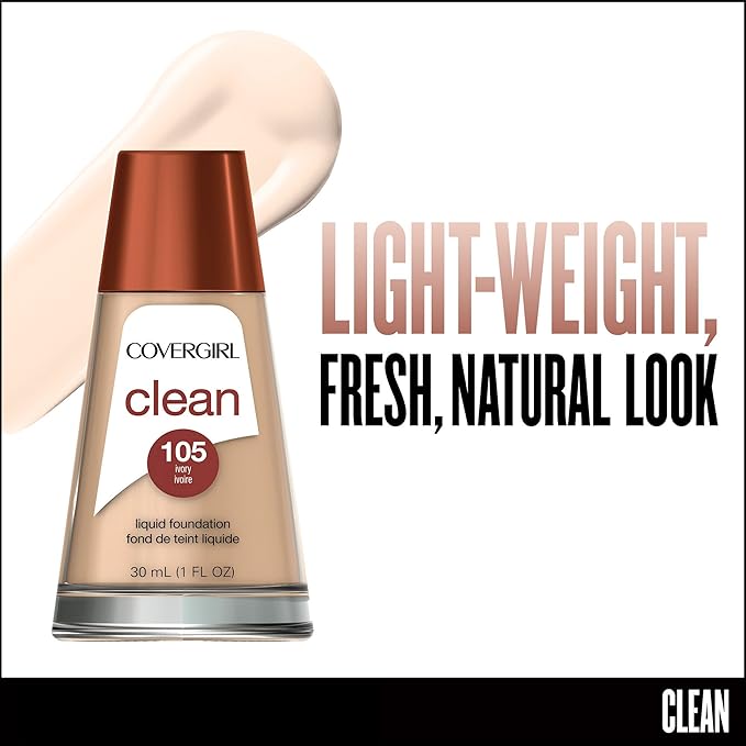 COVERGIRL Clean Makeup Foundation Ivory 105, 1 oz (Pack of 2)-VivaGrace Women