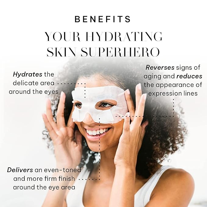 Joanna Vargas Bright Eye Hydrating Mask. Concentrated Ultra-Luxe Bamboo Hydration Sheet Masks Target Dark Circles, Expression Lines and Skin Tone. 5 Sheets (0.35 oz/sheet)-VivaGrace Women