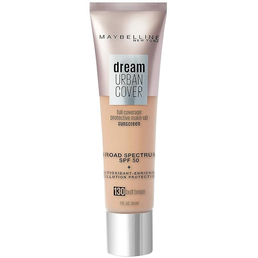Maybelline Dream Urban Cover Flawless Coverage Foundation Makeup, SPF 50, Buff Beige-VivaGrace Women