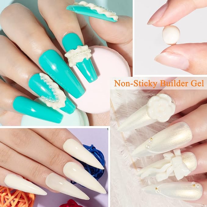 MIZHSE Solid Builder Gel, Milky White Sculpting Gel for Nail, Non-Sticky Hand 3D Nail Art Building Carving Modeling Hard Nail Extension Soak Off Nail Art Salon Manicure Home 15g-VivaGrace Women