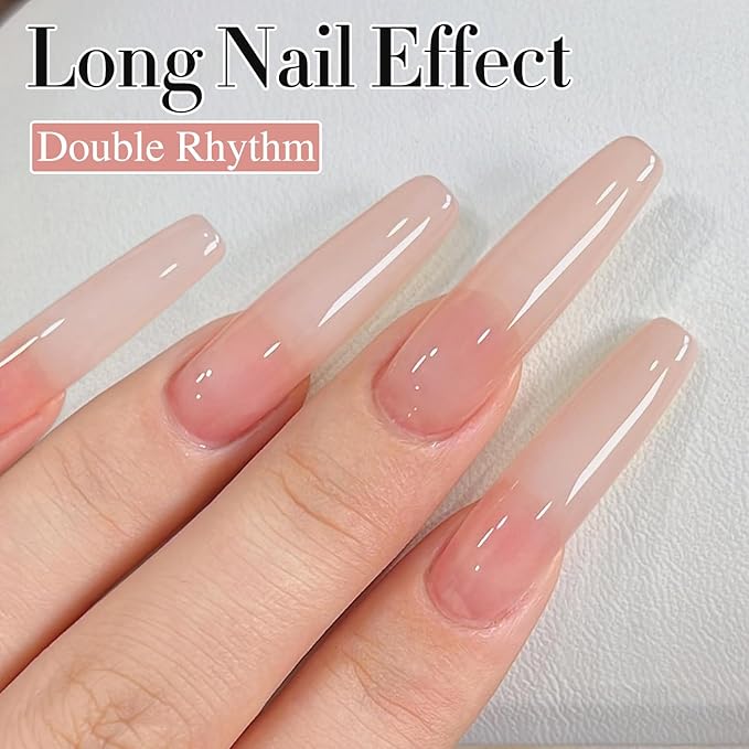 Double Rhythm Translucent Gel Polish Sheer Neutral Natural Light Milky Same Color Same Bottle 15ML Jelly Polish Art DIY at Home (Milky Pink -A1374)-VivaGrace Women