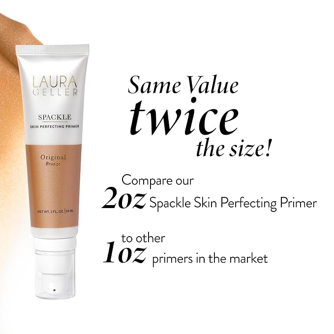LAURA GELLER NEW YORK Spackle Primer - Bronze - Super-Size 2 Fl Oz - Hyaluronic Acid Makeup Primer for Mature Skin-VivaGrace Women
