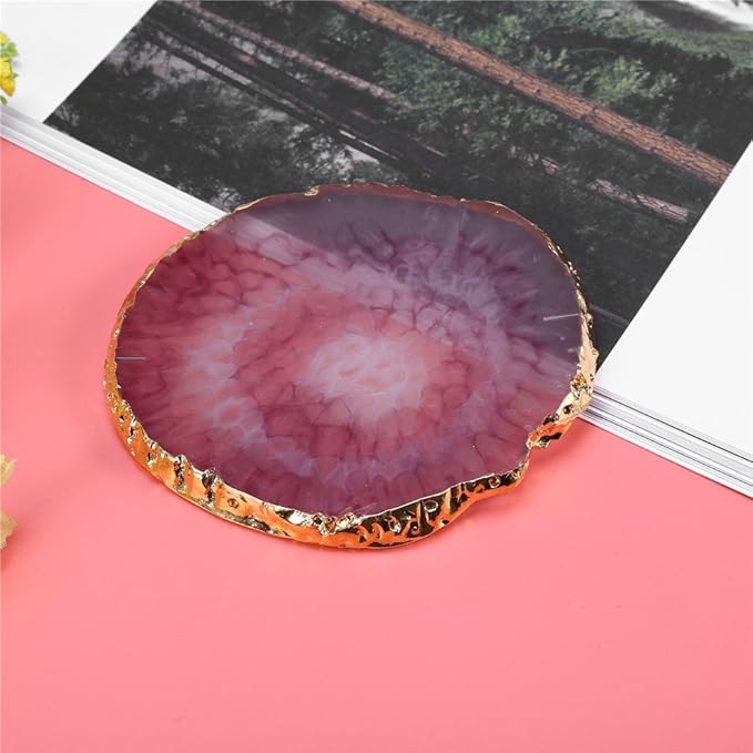 Nail Art Palette, Natural Resin Stone Nail Art Palette for Painting Placing Things Making Nail(Rose red)-VivaGrace Women