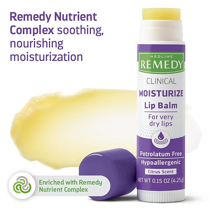 Medline Remedy Clinical Lip Balm, 3 Count, Citrus Scent, Moisturizing, Hydrating, Nourish, Nutrient Rich, Soothing Natural Oils, Revitalize, Comforting, Skin Conditioners, 0.15 oz Stick-VivaGrace Women