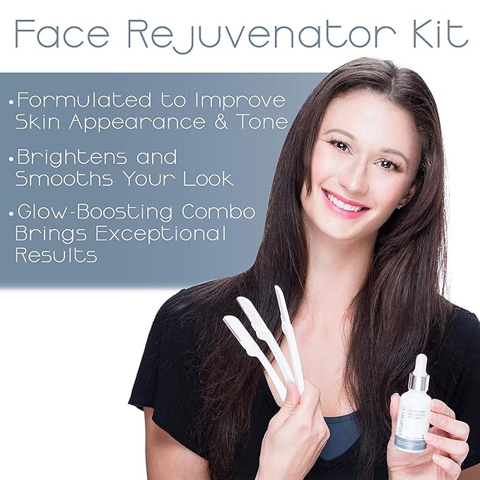 Dermaplaning Tool – Practical Eyebrow, Face and Peach Fuzz Hair Removal Razors for Women - With Vitamin C Facial Serum - 3 Pack Dermaplane Razor Blades-VivaGrace Women