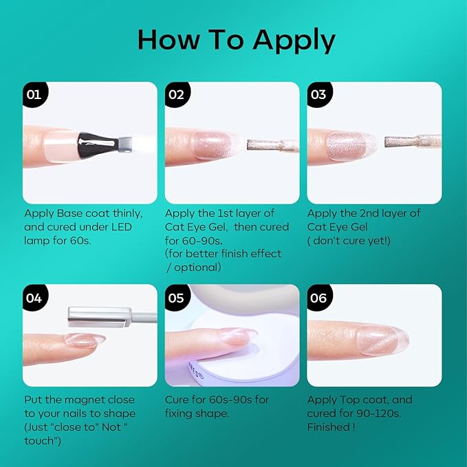 modelones Cat Eye Gel Nail Polish, 6 Colors Glitter Red Green Purple Blue Gel Polish Set with Magnet Sparkle Galaxy Series Nail Gel Polish Kit Soak Off Led Nail Art Manicure Salon DIY Gifts-VivaGrace Women