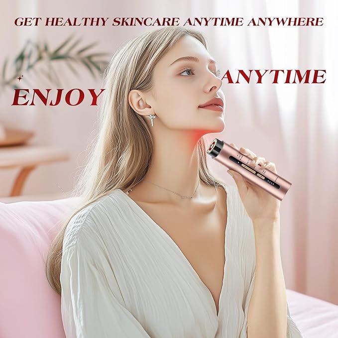 Microcurrent Facial Device, 3 Modes Red Light Therapy for Face and Neck, Skin Care Facial Massager Perfect Gifts for Women Men(Gold)-VivaGrace Women