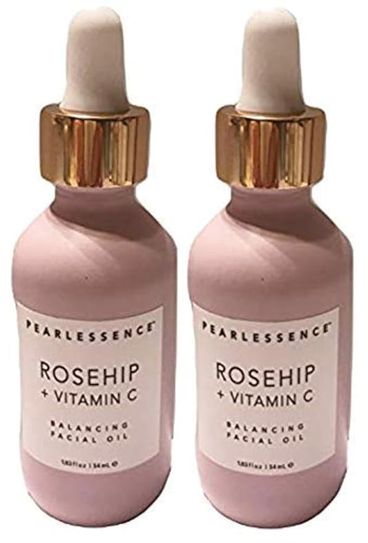 Pearlessence Rosehip Balancing Facial Oil + Rosehip Fruit Oil & Vitamin C - Daily Hydration to Balance & Revive Skin | Adds Moisture to Dry Skin | Made in USA & Cruelty Free (1.83 fl oz each, 2 Pack)-VivaGrace Women