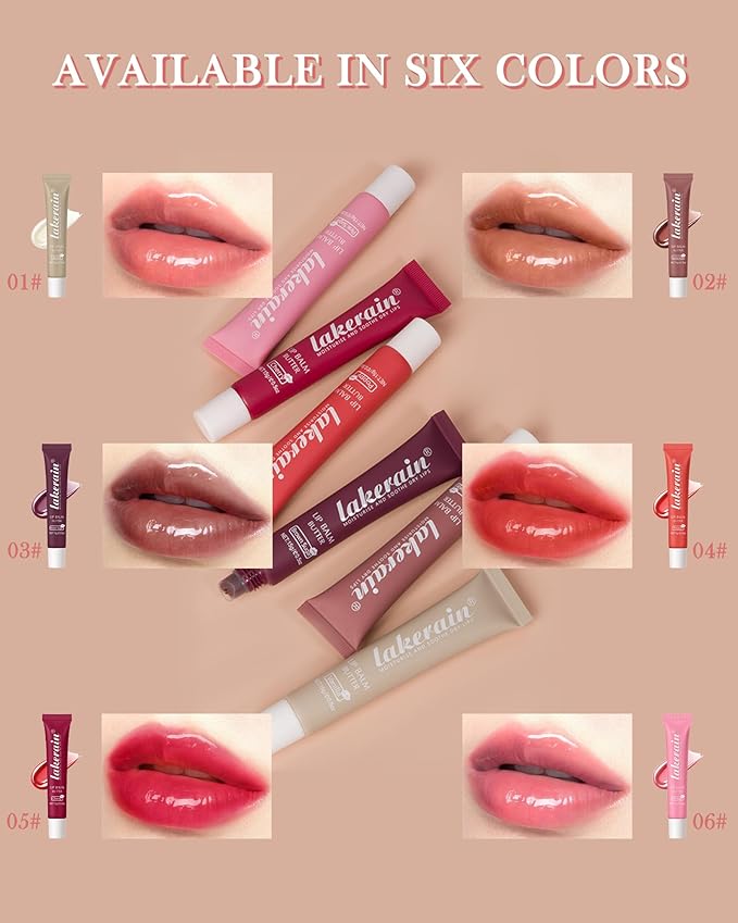 Tinted Lip Butter Balm-3 Colors Vanilla Beige Brown Poppy Pink Sugar Glossier Lip Gloss, Jelly Yummy Lip Stain Balm,Long Lasting Hydrating Non-Sticky Glow Reviver Fat Lip Care Oil for Women-Set B-VivaGrace Women