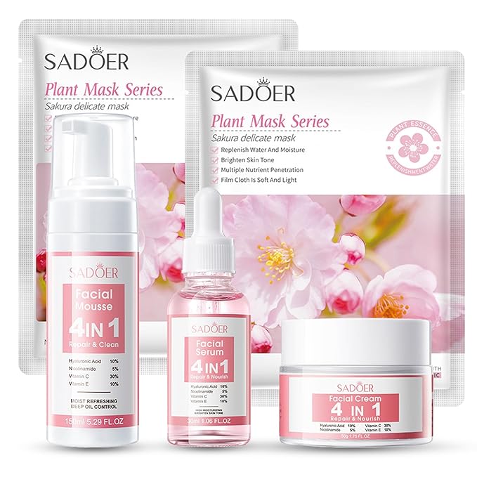 4 IN 1 Face Care Kit, Gifts for Women, Anti Aging Skin Care Set, Reduce Wrinkles with Hyaluronic Acid, Niacinamide, Vitamin C, Vitamin E, Daily Skin Care Routine, Face Skin Care Kit for Women Gift-VivaGrace Women