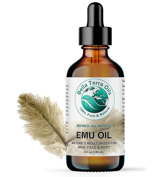 Bella Terra Oils - Emu Oil 4 oz - Genuine Pure Australian Emu, Infused with Linoleic & Oleic Acid, Perfect Companion for Lustrous Skin-VivaGrace Women