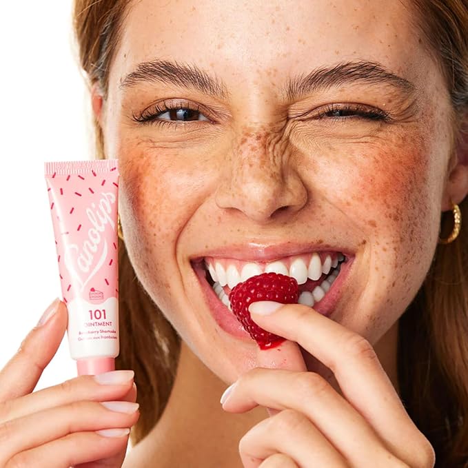Lanolips 101 Delicious Rasberry Shortcake - Lip Balm with Vitamin E Oil and Lanolin for Lip Hydration - Naturally Flavored Lanolin Lip Balm for Very Dry Lips - Dermatologist Tested (.35 Oz)-VivaGrace Women