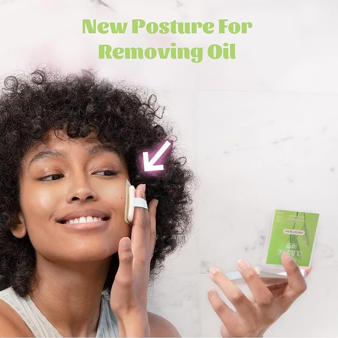Oil Blotting Sheets for Face, Blotting Paper For Oily Skin Green Tea 100 sheets with Portable Mirror Case & Makeup Puff, Oil Absorbing Sheets For Face-VivaGrace Women