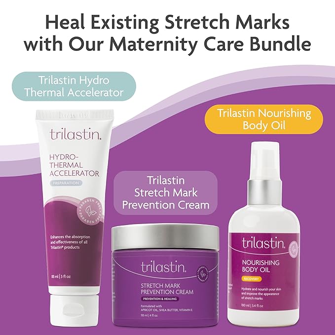 TriLASTIN Belly Oil (3.4oz), Stretch Mark Oil, Belly Oil for Pregnant Women, Serum for Scars and Stretchmarks, Body Oil, Paraben-Free and Hypoallergenic-VivaGrace Women