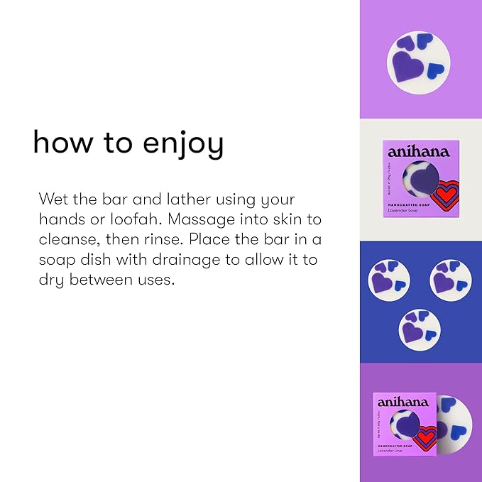 ANIHANA Handcrafted Natural Soap with Coconut Oil, Gentle Cleansing, Paraben Free, Refreshing Lavender Love Scent, 4.23 oz-VivaGrace Women