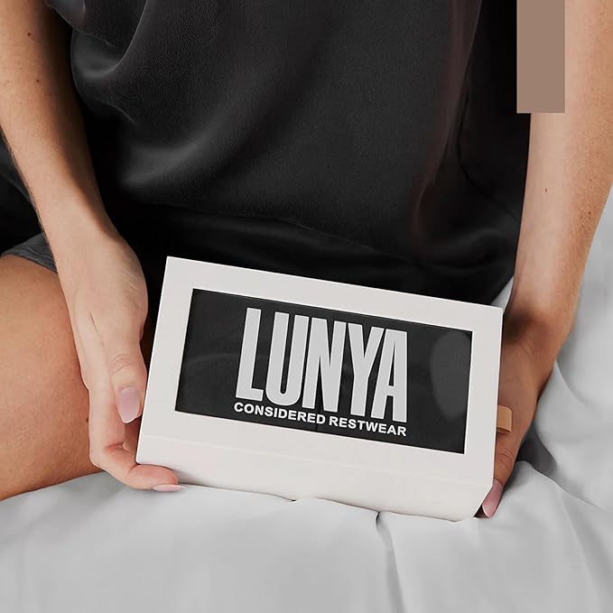 Lunya Sleep Mask with Box - Washable Silk Sleeping Mask and Headband for Beauty Routines - Thermoregulating Comfort for Restful Nights - Silk Eye Mask for Women - Large - Meditative Grey-VivaGrace Women