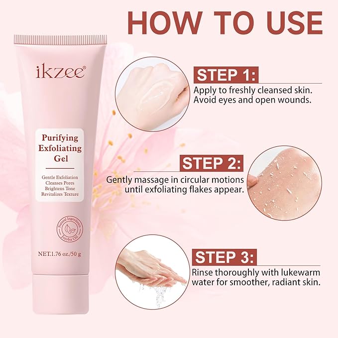 Purifying Exfoliating Gel, Gentle Facial Exfoliator Cleanser, Natural Hydrating Peeling Gel for Face & Body, Deep Cleansing & Moisturizing for All Skin Types, Sensitive Skin Safe