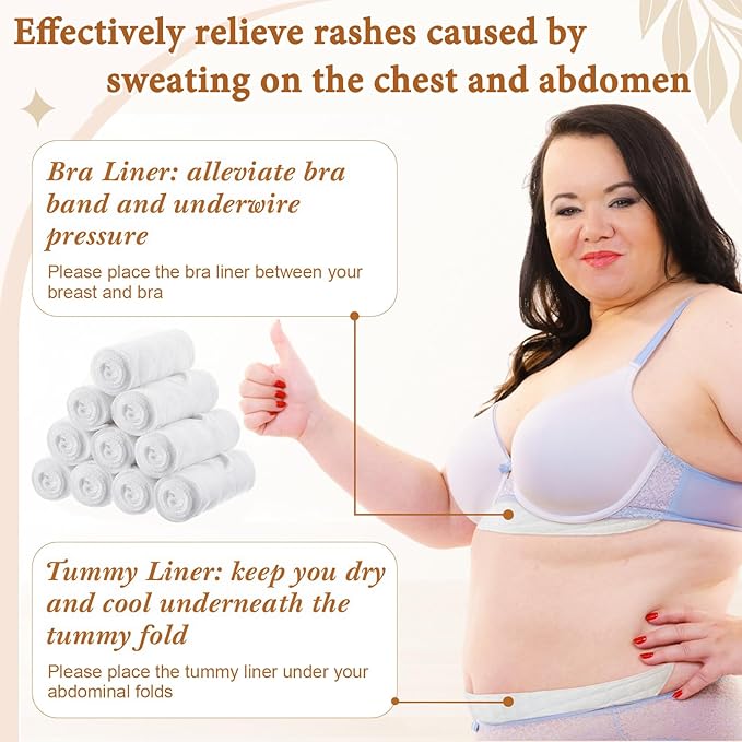 Cotton Tummy Liners and Bra Liners Set for Sweat Rash Skin Folds Plus Size Women Sweating Supplies-VivaGrace Women