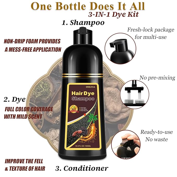 Cherry Brown Hair Dye Shampoo 3 in 1, Magic Reddish Brown Color Shampoo for Women Men, Instant Hair Dye Shampoo Colors Hair in Minutes, Color Shampoo Hair Dye, Natural Formula for All Hair Types-VivaGrace Women