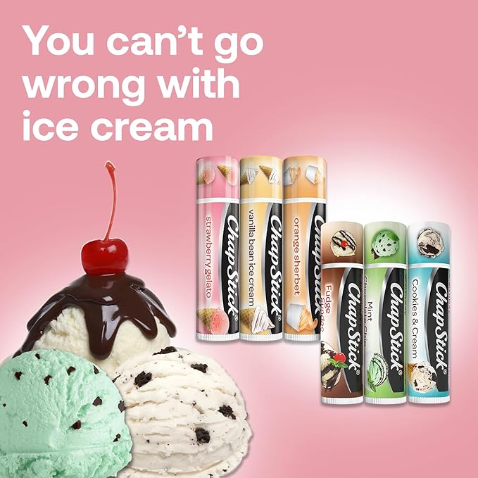ChapStick Lip Balm, Ice Cream Collection 3-Pack, Ice Cream Classics 3-Pack + S’mores Collection – Fun & Flavorful Lip Care, Birthday Gift, Party Favors, Stocking Stuffers, 0.15 Oz Ea-VivaGrace Women