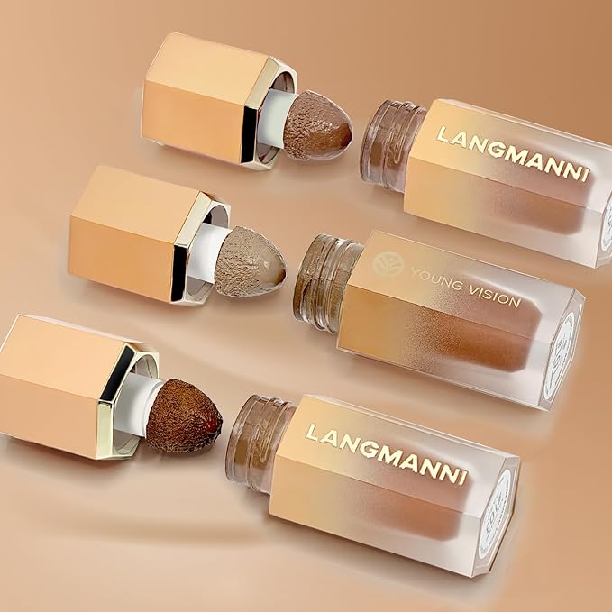 Liquid Contour Stick Makeup - Cream Face Contour Wand with Cushion Applicator, Natural Matte Long Lasting Creamy Bronzer Contour, Lightweight Silky Blendable (#02 SOFT TAN)-VivaGrace Women
