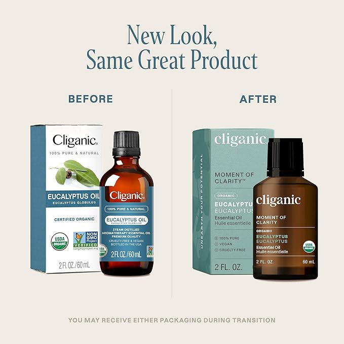 Cliganic Organic Eucalyptus Essential Oil - 100% Pure Natural for Aromatherapy Diffuser | Non-GMO Verified (Packaging May Vary)-VivaGrace Women