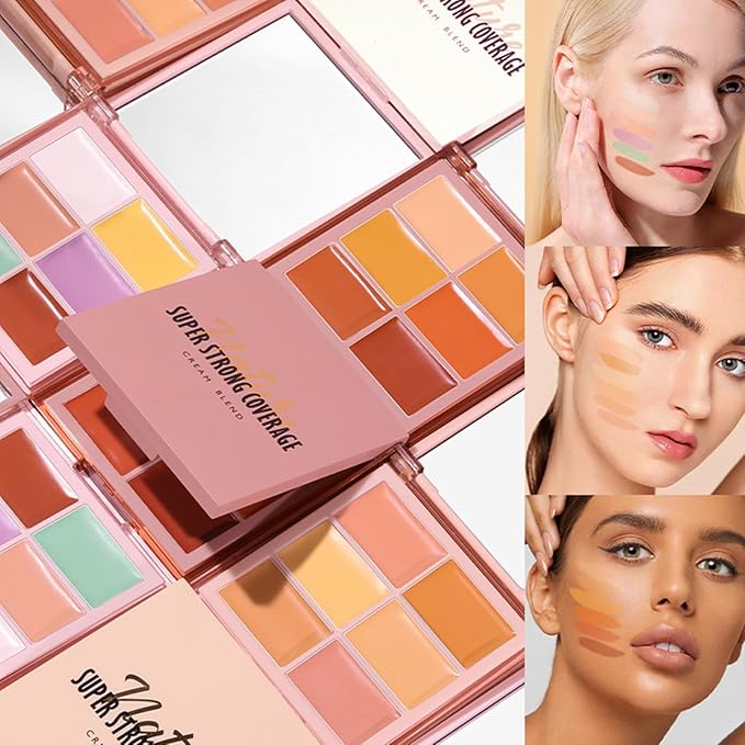 MAEPEOR Face Conceal Contour Palette 6 Colors Full Coverage and Lightweight Concealer Contour Palette Waterproof Long Lasting Contour Palette (Color 02)-VivaGrace Women