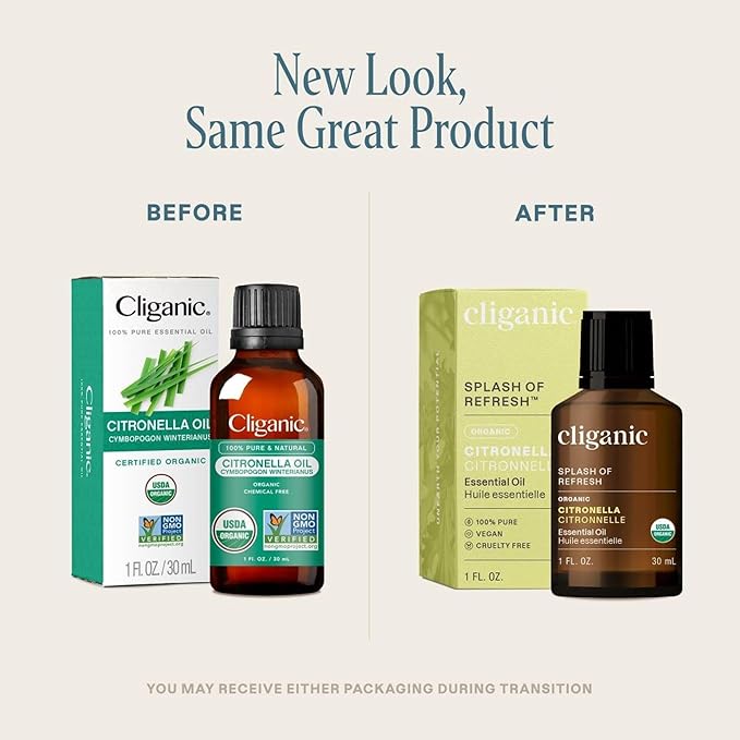 Cliganic Organic Citronella Essential Oil - 100% Pure Natural for Aromatherapy Diffuser | Non-GMO Verified (Packaging May Vary)-VivaGrace Women