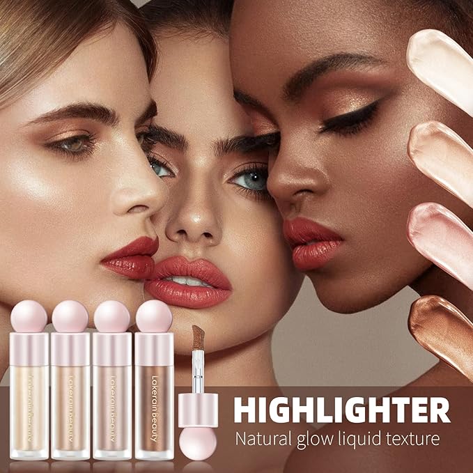 Liquid Highlighter Makeup, Natural Silky Shimmer Finish Face Highlighter, Highly Pigmented, Lasting, Blendable, Soft Cream For Face, 0.25fl.oz (#02 Champagne Shimmer), 1.3 Ounce, 1 Pack-VivaGrace Women