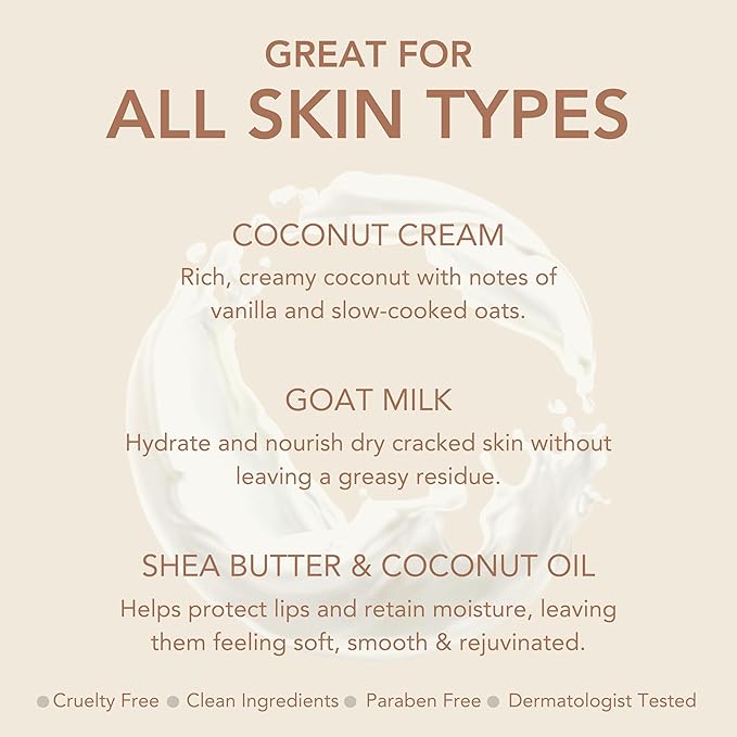Dionis Goat Milk Skincare Coconut Cream Holiday Lip Balm Gift Set - Beeswax, Shea Butter & Coconut Oil Lip Care Products Made in The USA - Cruelty Free Lip Moisturizer For Chapped Lips, 0.28oz 3 Pack-VivaGrace Women