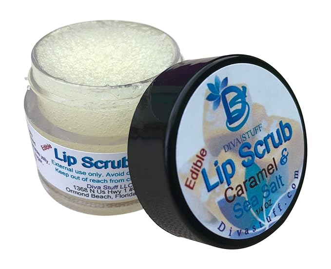 Diva Stuff Ultra Hydrating Lip Scrub for Soft Lips, Gentle Exfoliation, Moisturizer & Conditioner, Caramel & Sea Salt – ¼ oz (Made in the USA)-VivaGrace Women