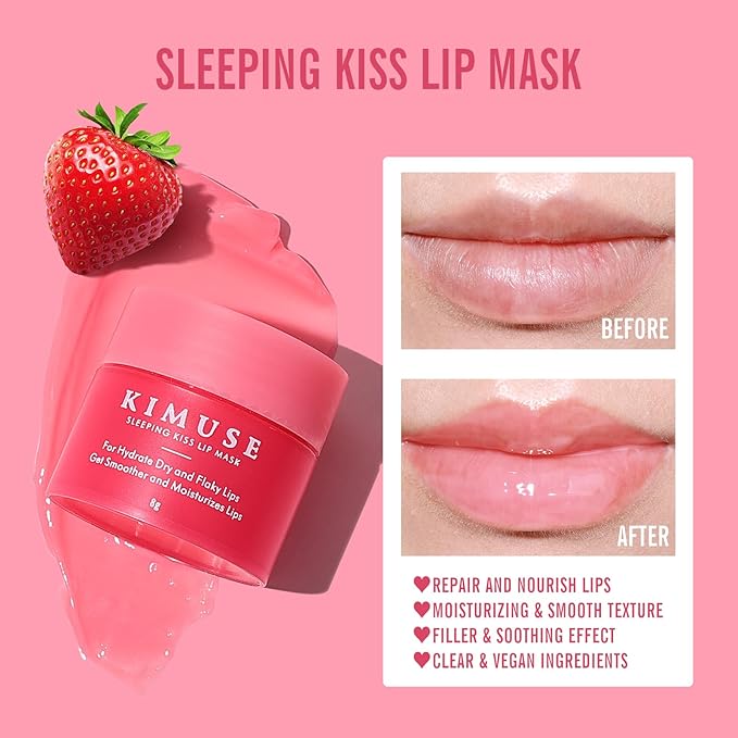 KIMUSE Lip Sleeping Mask Set - Overnight Treatment Lip Care Products | Moisturize & Nourish, Cracked Dry Lips, Intense Hydration with Shea Butter (SET)-VivaGrace Women