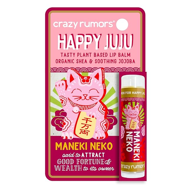 Crazy Rumors Happy Juju All Natural, Plant-Based Lip Balm with Organic Shea & Jojoba 1 Pack (Maneki Neko)-VivaGrace Women