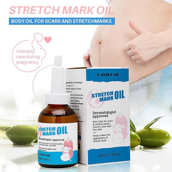 Stretch Mark Pregnancy Massage Oil, Stretch Mark Oil, Skincare Oil for Improve Stretchmarks, Pregnancy Skin Care Fade Stretch Marks, Body Moisturizer for Dry Skin, First Time Mom Gift 30 ml-VivaGrace Women
