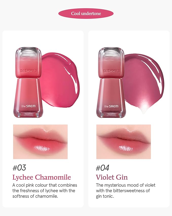 THESAEM Saemmy's Ade Shot Tint (03, 04) - Korean Lip Titnt, Water Gel Lip Stain with Plump Glowy Moisturizing Finish, Buildable Radiant Gloss, Long-Lasting Comfort, 0.1 fl.oz.-VivaGrace Women