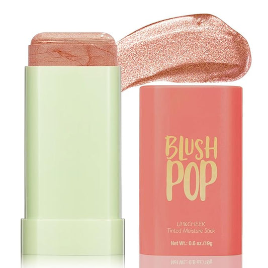 Highlighter Makeup Stick - Blush Highlighters Makeup Stick for Face & Body, Natural Silky Shimmer Highlight, Bendable Long Lasting Highlighter Wand, Cream Korean Highlighter (Soft Pink)-VivaGrace Women