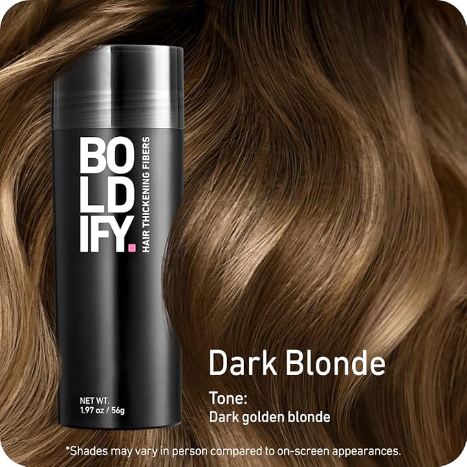BOLDIFY Hair Fibers (56g) - Fill In Thinning and Fine Hair for an Instantly Fuller, Thicker Look - 14 Shades for Women & Men - Dark Blonde-VivaGrace Women