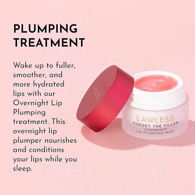 LAWLESS Forget the Filler Lip Mask - Candy Apple - Premium Overnight Lip Plumping Treatment with Natural Ingredients Designed to Plump, Hydrate, and Smooth Lips - 0.28 oz-VivaGrace Women