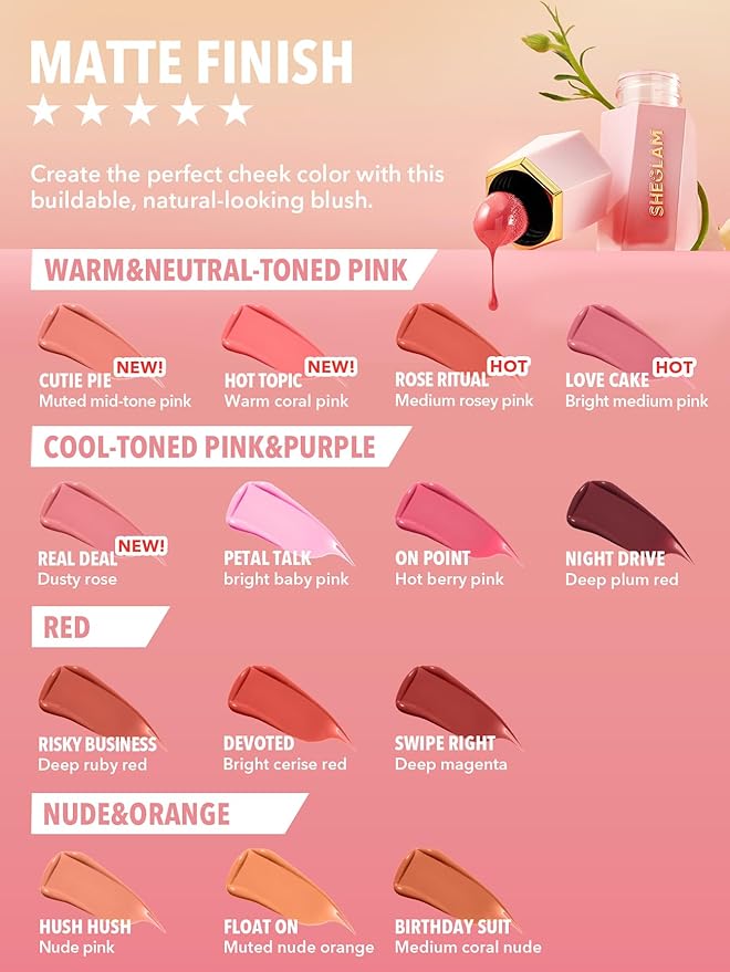 SHEGLAM Color Bloom Liquid Blush Makeup for Cheeks Matte Finish-Cutie Pie-VivaGrace Women