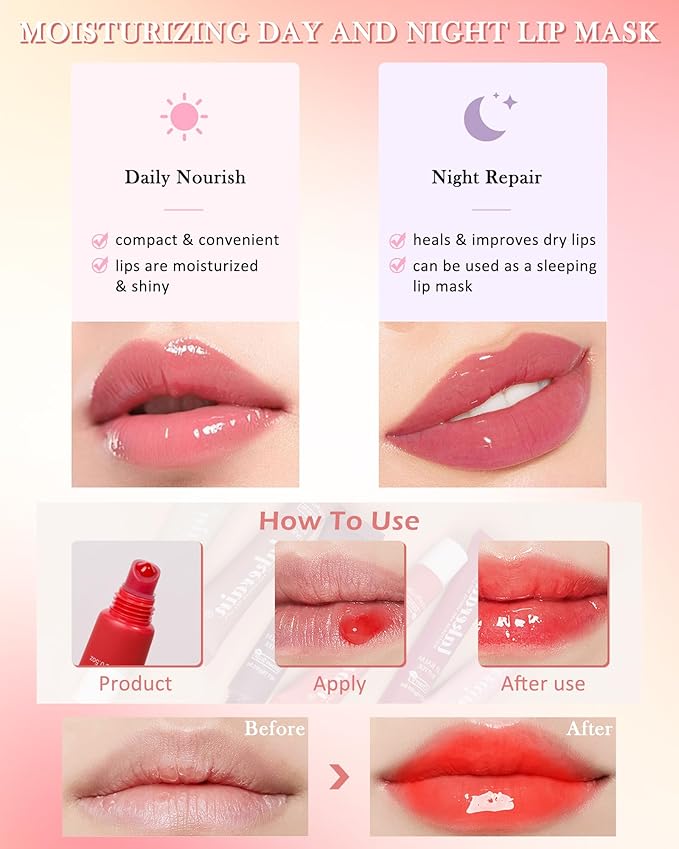 Lip Butter Balm Chrrey, Hydrating Tinted Butter Lip Gloss,Clear Lip Mask Lip Care Moisturizer, Smooth Lip Treatment Balm,Non-Sticky Jelly Glow Reviver Fat Lip Oil, Women’s Day Makeup Gift for Women-05-VivaGrace Women