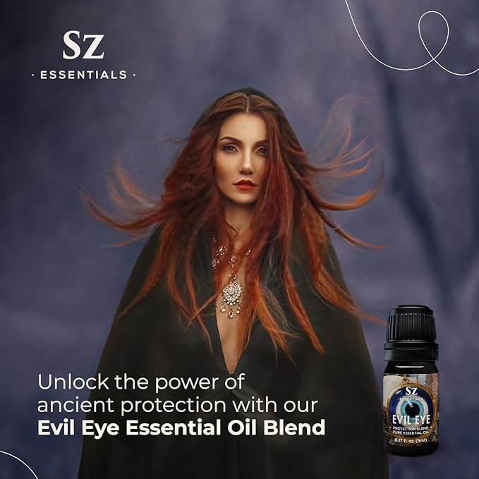 Evil Eye Protection Pure Essential Oil Blend - All-Natural Oils for Spells, Cleansing, Amulets & Rituals - Safeguard Against Negativity Evil & Harm -Therapeutic Grade & Vegan (5ml)-VivaGrace Women