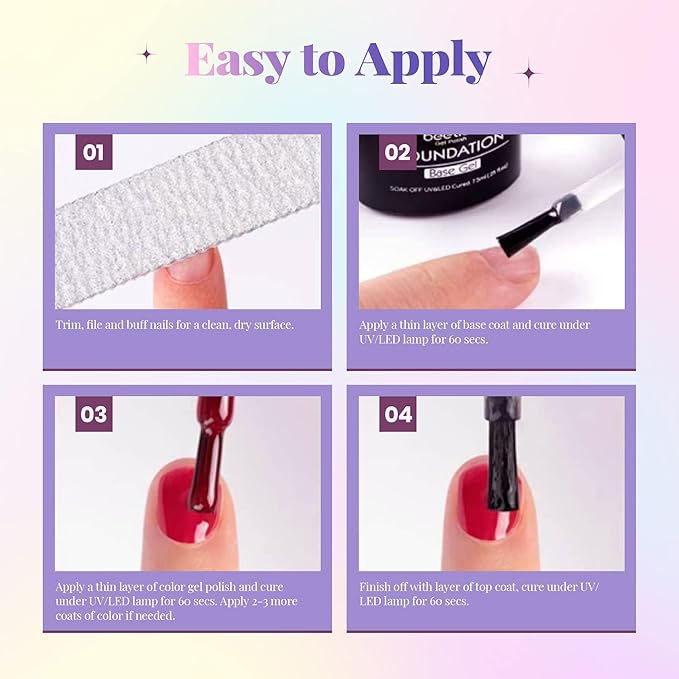 Beetles Purple Gel Nail Polish Set - 20 Colors Hot Pink Purple Shimmer Green Unicorn Bright Glitter Manicure Macaron Collection Pastel Gel Polish Kit with Base Matte Glossy Top Coat-VivaGrace Women