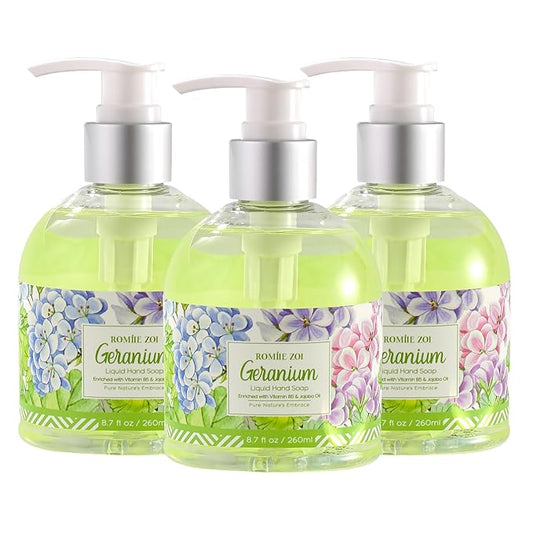 Liquid Hand Soap with Gift Box - Geraniumt - 260ml/ 8.7 fl.oz (Pack of 3)