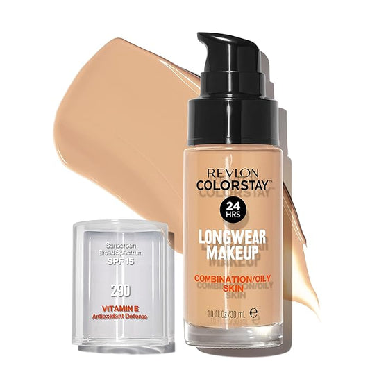 Revlon Liquid Foundation, ColorStay Face Makeup for Combination & Oily Skin, SPF 15, Medium-Full Coverage with Matte Finish, Natural Ochre (175), 1.0 oz-VivaGrace Women