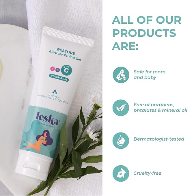 Leska Maternity Stage C Set 2-Pack Bundle | RESTORE All-Over Toning Gel l (Postpartum) | Part of a Complete 3 Part Pregnancy Skin Care System (Set of 2, 4oz each)-VivaGrace Women