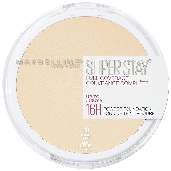 Maybelline New York Super Stay Full Coverage Powder Foundation Makeup, Up to 16 Hour Wear, Soft, Creamy Matte Foundation, Classic Ivory, 1 Count-VivaGrace Women